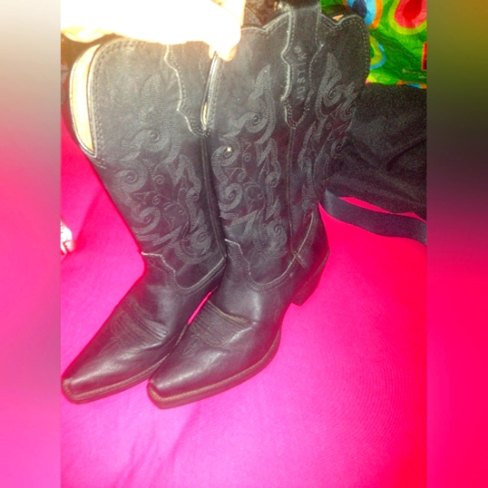 Justin Ladies Boots JBL1115 Panther Black Western Cowboy Boots sz 9B